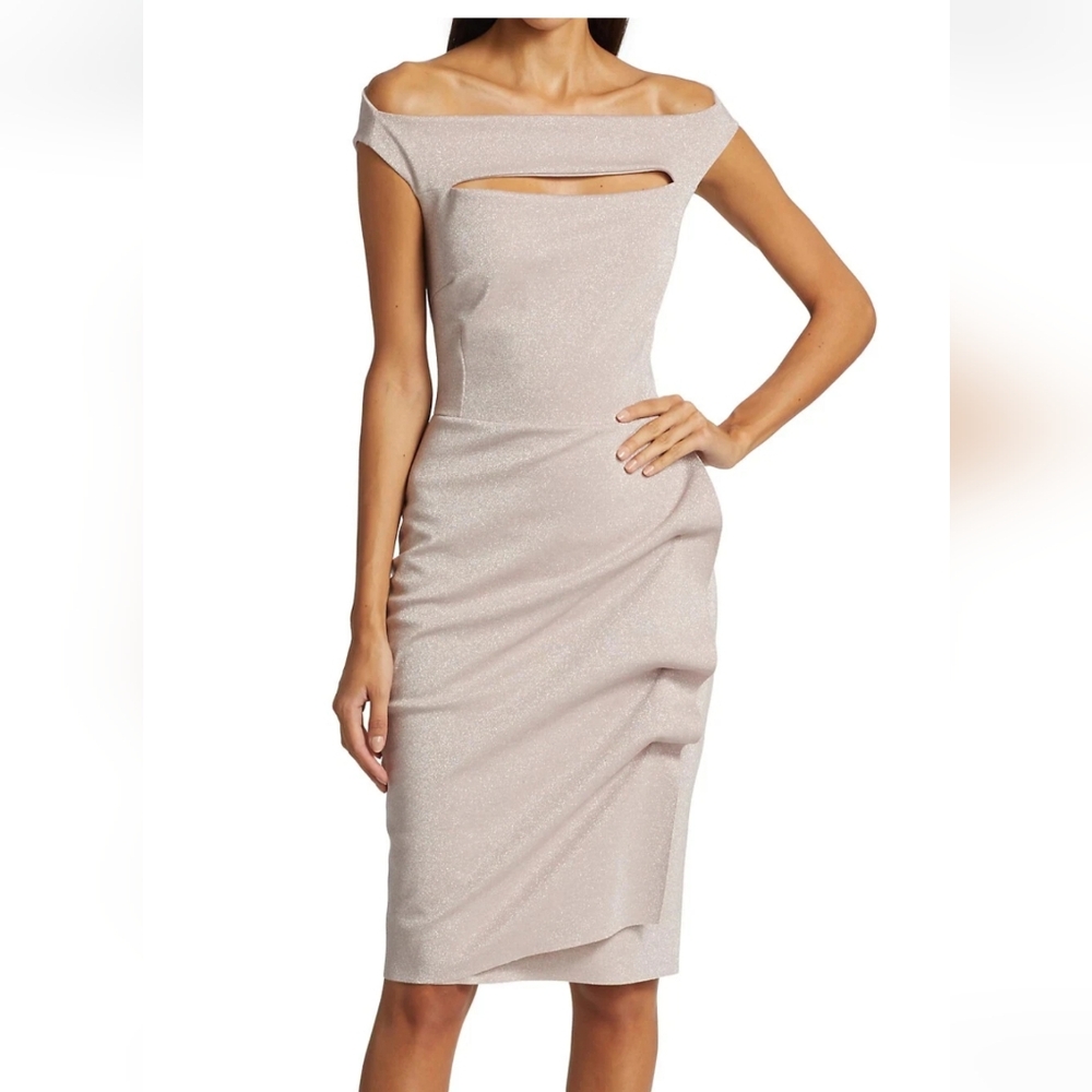Chiara Boni La Petite Robe Melania Sugar Metallic Sheath Dress Size 44 (8) - Picture 6 of 13